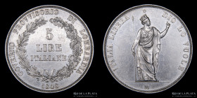 Reino de Lombardia. 5 Lire 1848. KM C22