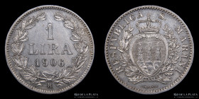 San Marino. 1 Lira 1906 R. KM4