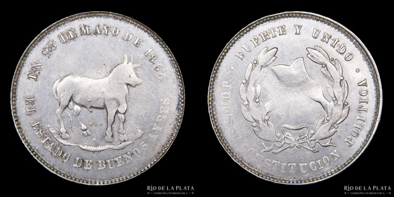 Argentina. 1854. Buenos Aires. Jura Constitucional. AG; 31mm; 9.24g. Constitució...