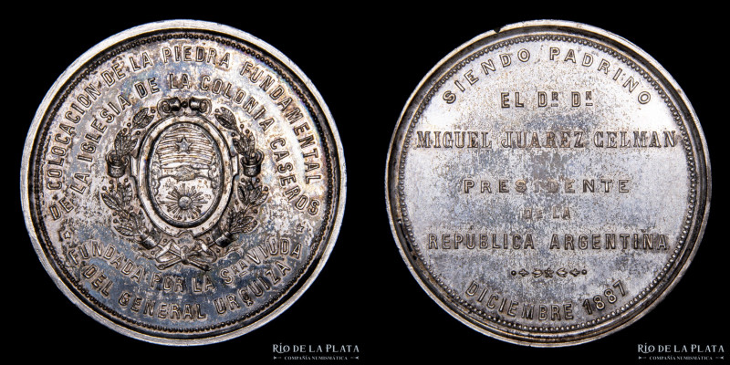 Argentina. 1887. Colocación de la piedra fundamental de la Iglesia de Colonia Ca...