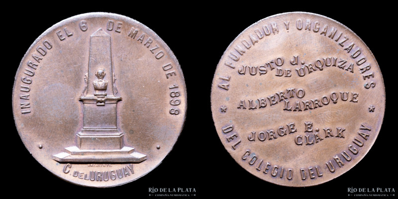 Argentina. 1898. Fundación del Colegio Uruguay. Justo J. Urquiza. Grabador: Orza...