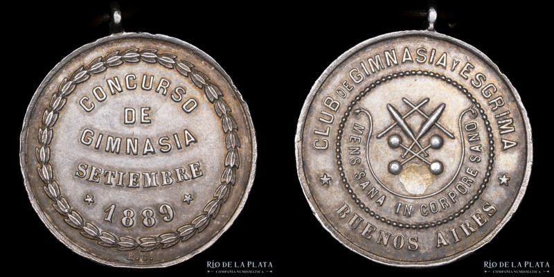 Argentina. 1889. Club Gimnasia y Esgrima de Buenos Aires. Grabador: Rosario Gran...