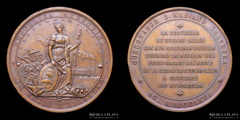 Argentina. Ferroviarias. 1866. FFCC de Buenos Aires Chivilcoy. Grabador: Bordes....