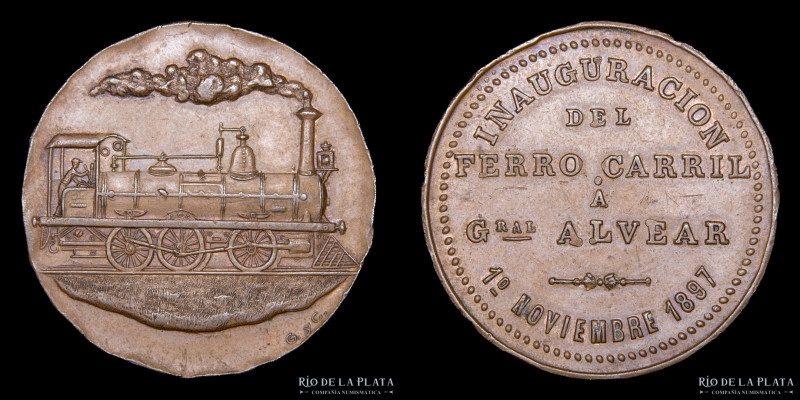 Argentina. Ferroviarias. 1897. FFCC a Gral Alvear. Grabador: Juan Gottuzzo y Cos...