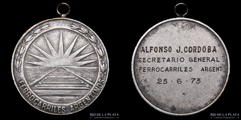 Argentina. Ferroviarias. 1973. Medalla Personal de Secretario General de Ferroca...