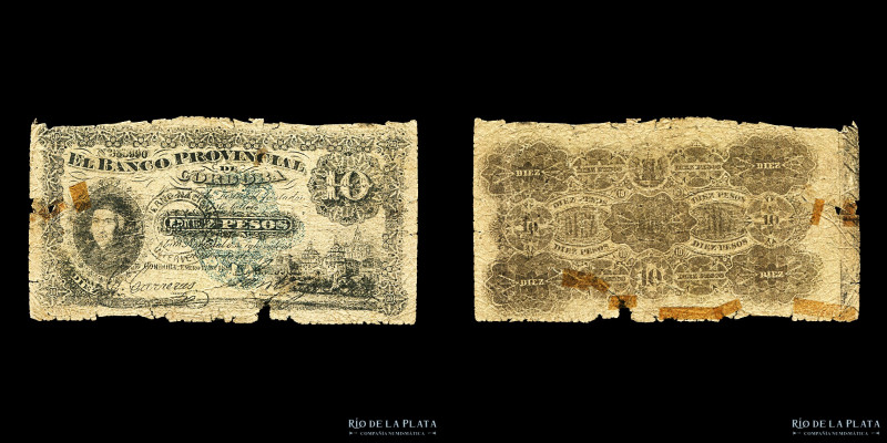 Argentina. Banco Provincial de Córdoba. 10 Pesos 01/01/1881. Dean Gregorio Funes...