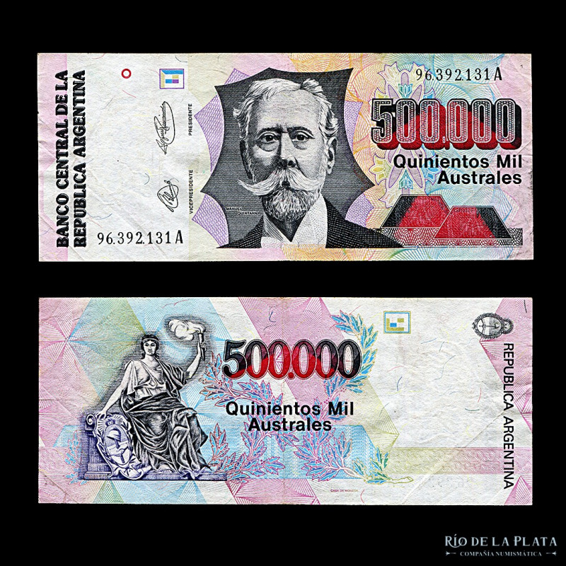 Argentina. Serie Australes. 500.000 Australes 1991. Firma: Murolo - Fernández. C...