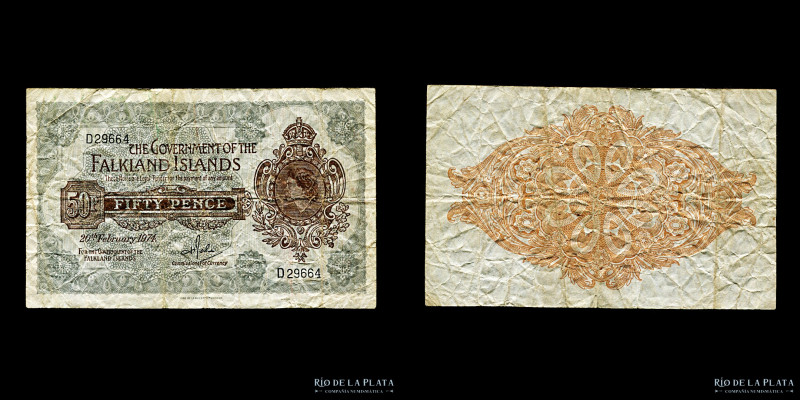 Islas Malvinas (Falkland) Ocupación Británica. 50 Pence 1974. P10b (F+)

Estim...