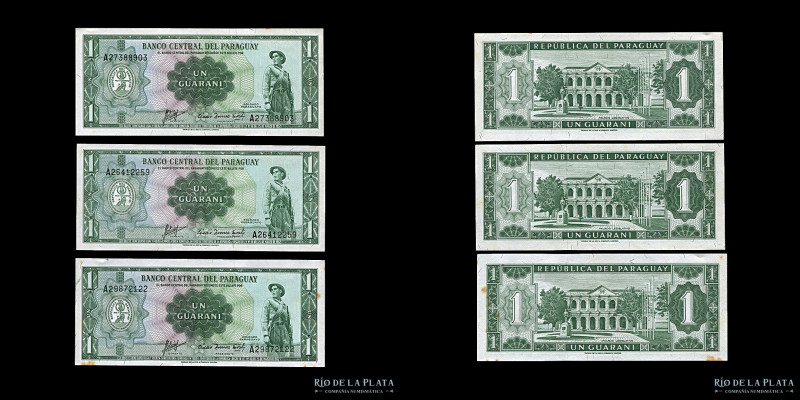 Paraguay. 3 x 1 Guaranies 1963. P185; MC 210c2 (XF)

Estimate: USD 25-50