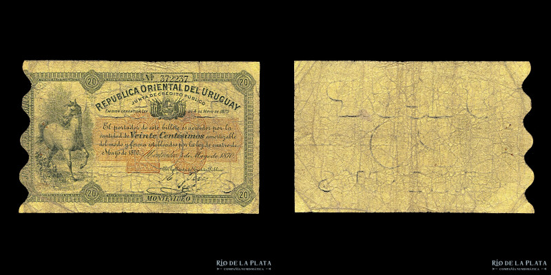 Uruguay. Junta de Crédito Público. 20 Centésimos 1870. P-A108 (F+)

Estimate: ...