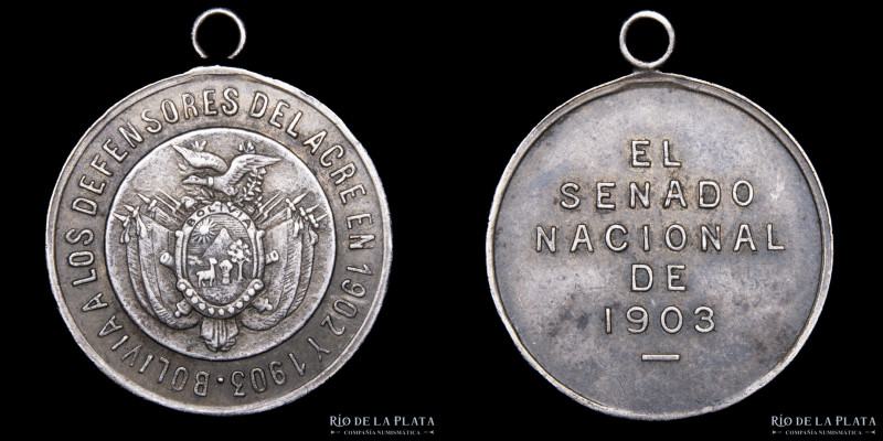 Bolivia. 1903. El Senado a los defensores del Arce. AG; 23mm; 5.5g. RTB 495 

...