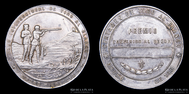 Bolivia. 1907. Sociedad de Tiro de Oruro. Plata; 30mm; 11.7g. RTB 527

Estimat...