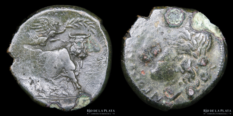 Neapolis (Campania) AE Unidad 275-250AC. 20.0mm; 4.53g. A: NEOΠOΛITΩN, Cabeza de...