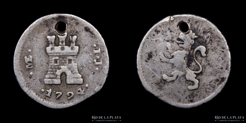 Lima. Carlos IV (1759-1788) 1/4 Real 1794 AG.896; 12.5mm; 0.78g. Muy escasa. KM1...