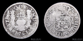 Mexico. Carlos III. 1 Real 1763 M. Columnaria. KM77