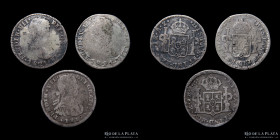 Mexico. Fernando VII. 1 Real 1819 y 1821 AZ y RG. Lote x3 Zacatecas. KM83.3