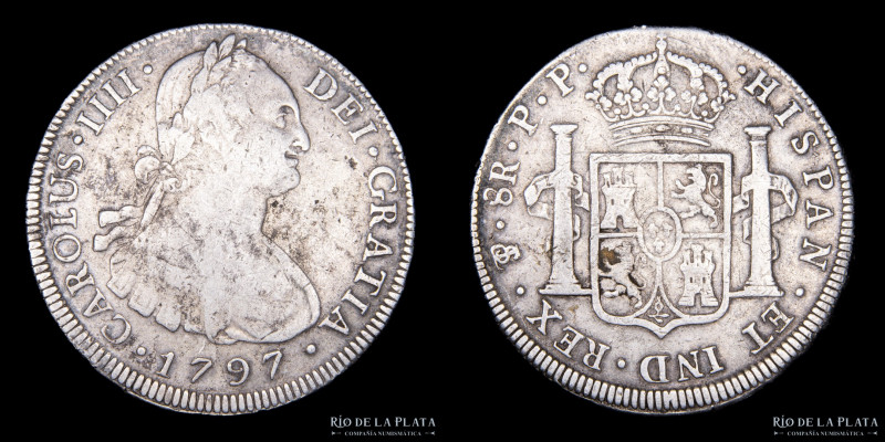 Potosí. Carlos IV (1788-1808) 8 Reales 1797 PP (Pedro Mazondo, Pedro Martín Albi...