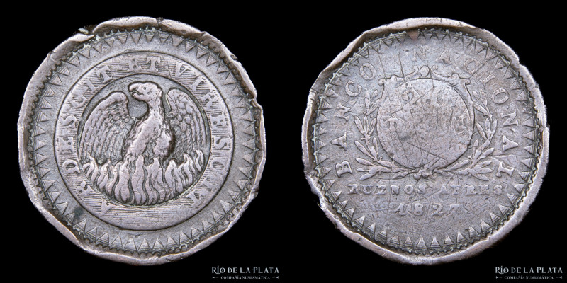 Argentina. Buenos Aires. 20 Décimos 1827. Buenos Aires mint. CU; 32 mm; 24.86g. ...