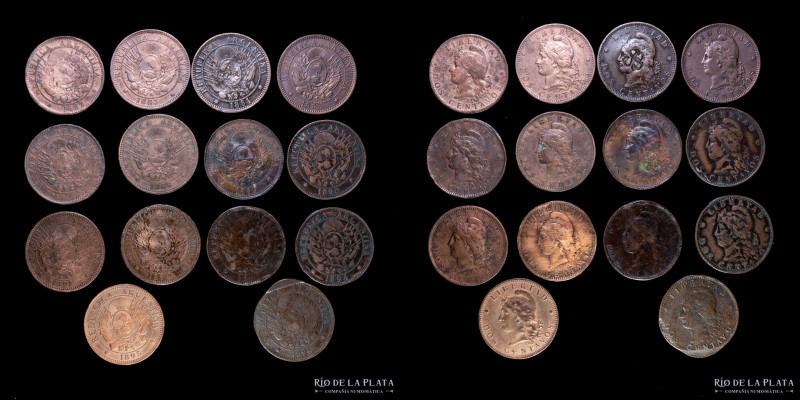 Argentina. 2 Centavos 1882 a 1896. Serie completa, incluye 1882 y 1887. Interesa...