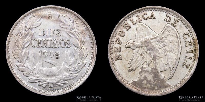 Chile. 10 Centavos 1908/1. AG; 16.5mm; 1.52gKM156a.2

Estimate: USD 20-40