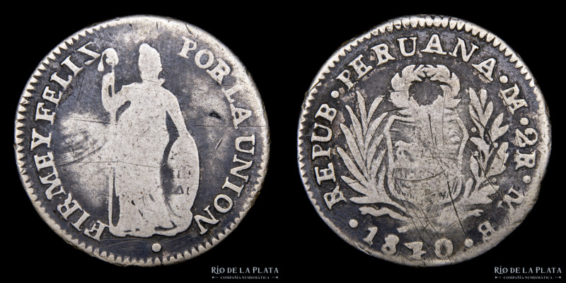 Perú. 2 Reales 1840. Z invertida en Feliz. Muy escasa. AG.900; 27.0mm; 7.51g. KM...