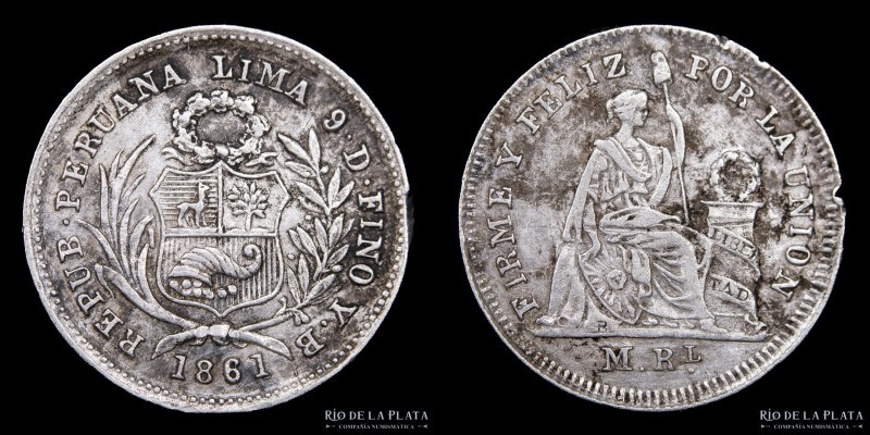 Peru. 1/2 Real 1861 YB. AG.900; 15.0mm; 1.28g. KM180 (XF)

Estimate: USD 20-40