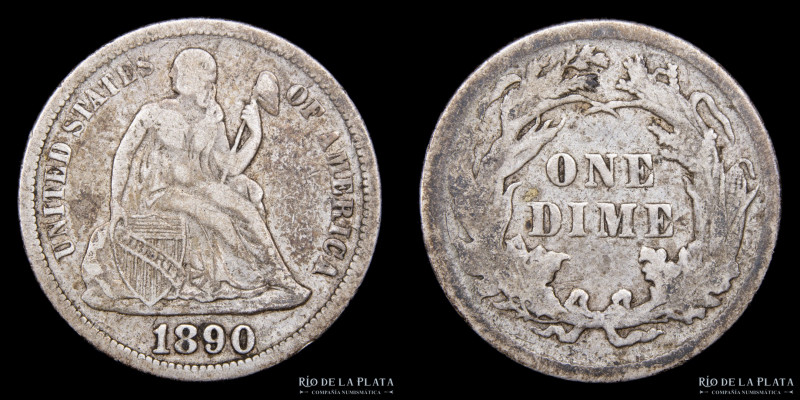 Estados Unidos. Dime 1890. AG.900, 17.5mm; 2.41g. Seated Liberty. KM76 (VG)

E...