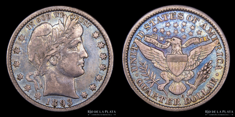 USA. 1893 O Barber 25 Cents. Quarter. AG.900; 24mm; 6.13g. (XF)

Estimate: USD...