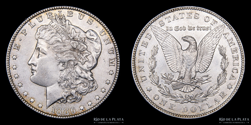 Estados Unidos. 1 Dollar "Morgan" 1886. AG.900; 26.78g, 27mm, KM110. (XF)

Est...