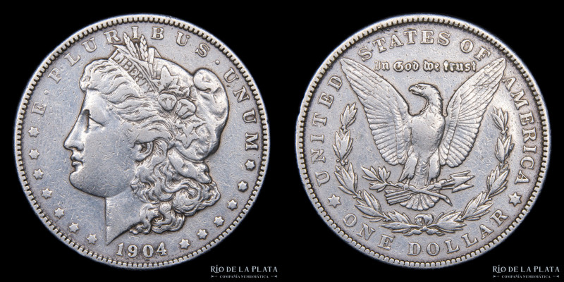 Estados Unidos. 1 Dollar "Morgan" 1904. AG.900; 38.1mm; 26.55g. KM110 (VF)

Es...