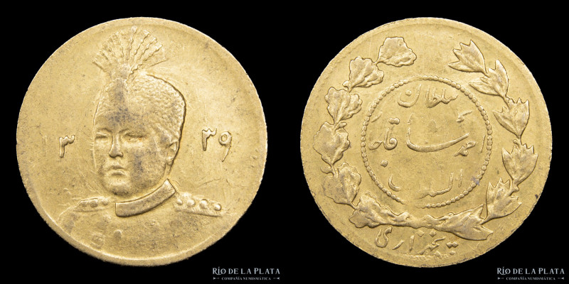 Iran. Ahmad Qajar. 1/2 Tuman AH1339 (1921DC) Oro (AU.900); 17.0mm; 1.42g. KM1071...