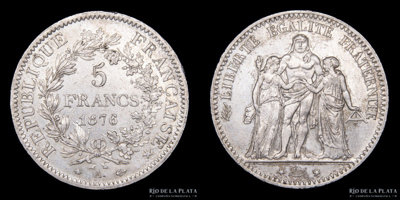 Francia. 5 Francs 1876 A. AG.900; 37.0mm; 24.9g. KM820.1 (VF)

Estimate: USD 2...