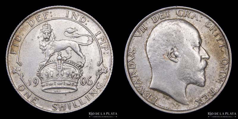 Gran Bretaña. Eduardo VII. 1 Shilling 1906. AG.925, 23.5mm; 5.66g. KM800 (XF+)
...