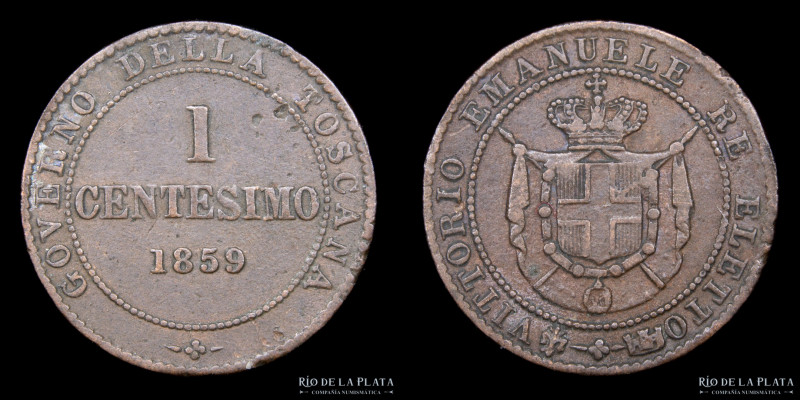 Toscana. 2º Gobierno Provisional (1859-1861) 1 Centésimo 1859. Cobre. 15,0mm; 1,...