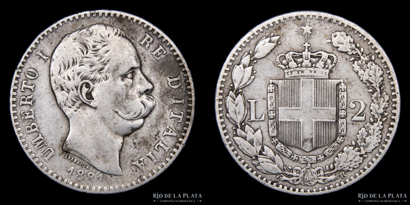 Italia. Humberto I (1878-1900) 2 Lire 1881 R. AG.835; 27mm; 10g. KM23 (VF)

Es...