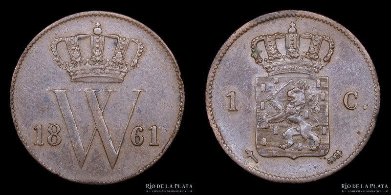 Paises Bajos. William III (1849-1890) 1 Cent 1861. CU; 22.0mm; 3.80g. KM100 (VF)...