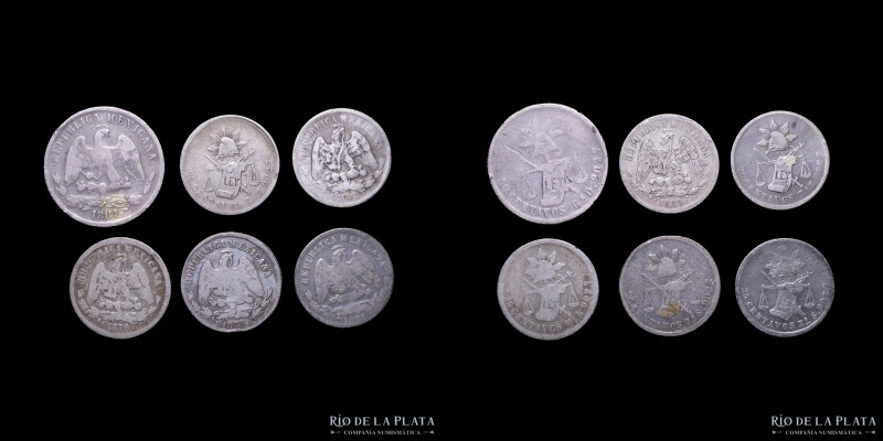 Mexico. Lote x 6 de monedas de plata 1876-1889. 45.90g en total. A clasificar (F...