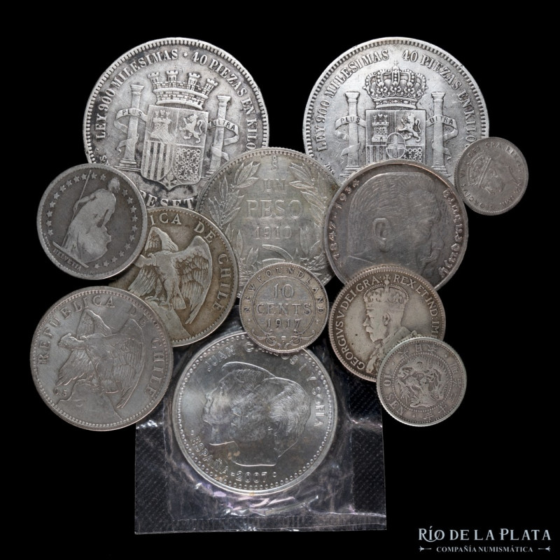 Mundiales. Lote x12. Monedas de plata a clasificar. AG. 127.8g totales. Incluye ...