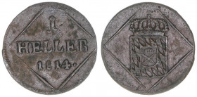 Maximilian I. Joseph 1806-1825
Bayern. Heller, 1814. 0,61g
AKS 58
ss+
