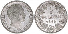 Maximilian II. Joseph 1848-1864
Bayern. 1/2 Gulden, 1864. 5,28g
AKS 152
stfr