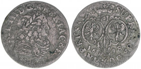 Friedrich III.
Brandenburg. 6 Gröscher, 1698 SD. 3,45g
Schrötter 772
ss