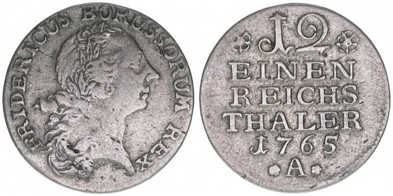 Friedrich II. 1740-1786
Brandenburg. 1/12 Taler, 1765 A. Berlin
3,63g
Schön 122
...