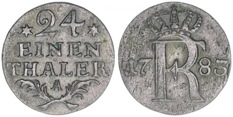 Friedrich II. 1740-1786
Brandenburg. 1/24 Taler, 1783 A. Berlin
2,05g
Schön 139
...