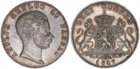 Adolph
Herzogtum Nassau. 2 Gulden, 1847. selten
21,24g
AKS 62
ss/vz
