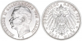 Friedrich II. 1907-1918
Baden. 3 Mark, 1908 G. 16,67g
J.39
ss