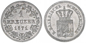 Ludwig II. 1864-1886
Bayern. 1 Kreuzer, 1871. 0,82g
AKS 183
vz/stfr