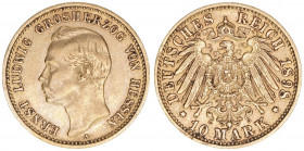 Ernst Ludwig 1892-1918
Hessen. 10 Mark, 1898 A. Gold
3,95g
AKS 157
ss