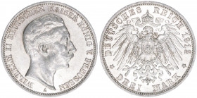 Wilhelm II. 1888-1918
Preussen. 3 Mark, 1912 A. 16,66g
J.103
vz/stfr