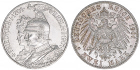 Wilhelm II. 1888-1918
Preussen. 2 Mark, 1901 A. zum 200-jährigen Bestehen des Königreichs
11,10g
J. 105
vz/stfr