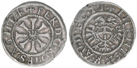 Ferdinand I. 1521-1564
1 Kreuzer, ohne Jahr. Hall
0,71g
MT 160
vz+